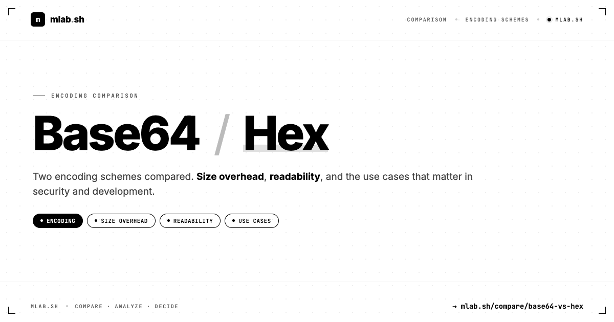 Base64 vs Hex Encoding · Differences and When to Use Each | mlab.sh