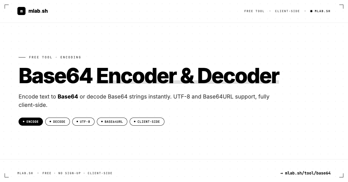 Base64 Encode & Decode Online · Free Base64 Converter | mlab.sh